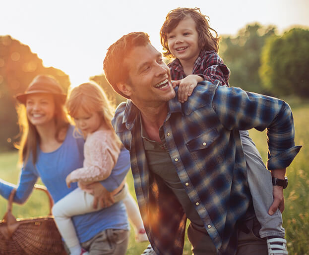 young family playing together